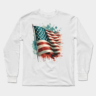 Retro Grunge American Flag Lover Gifts T-Shirt Long Sleeve T-Shirt